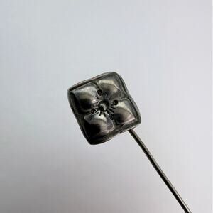 Antique Art Nouveau Sterling Silver Repoussé Floral Stick Pin American